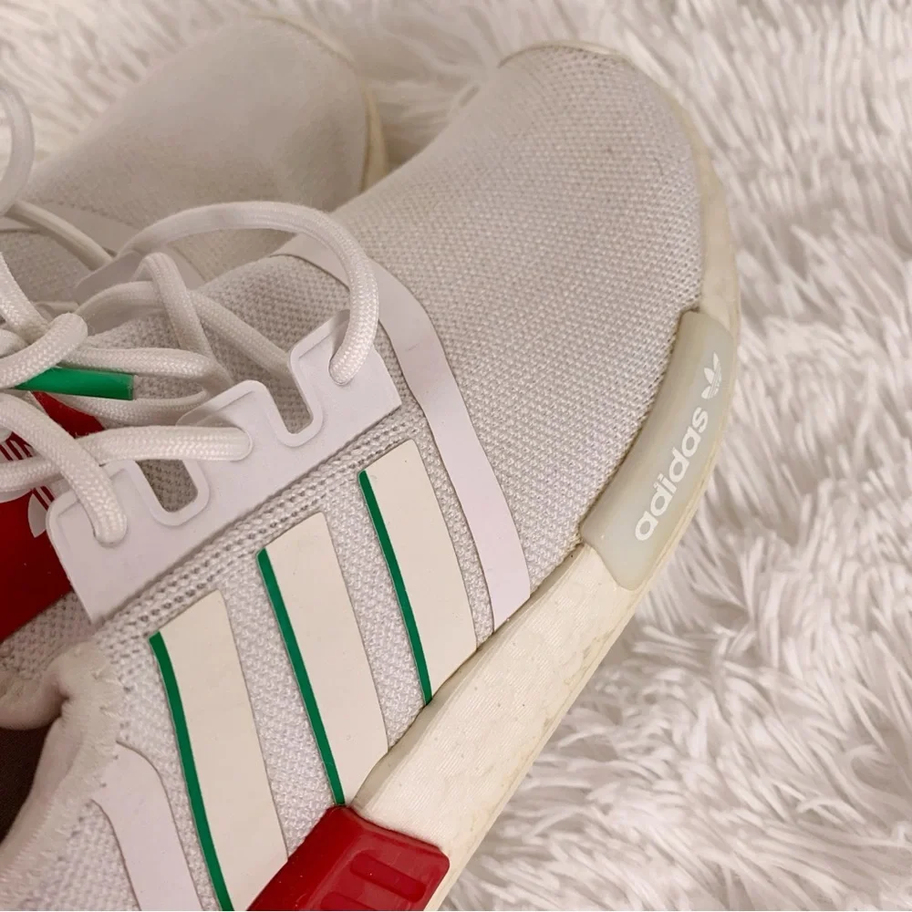 Adidas Kids White,‎ Red, and Green nmd Sneakers